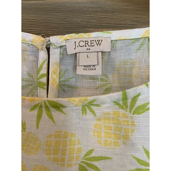 J.CREW Linen Top Short Sleeve Blouse Pineapple Print Women's Sz L -MSRP 64.50$ - Picture 3 of 9